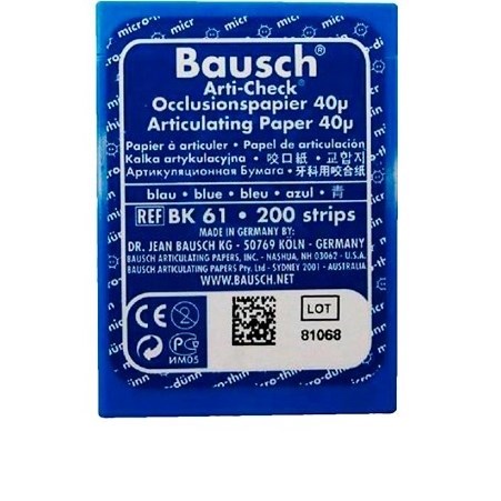 Артикуляционная бумага BK 61, 40 мкм, 200 листов, синяя Bausch 0000910582 - фото 435288