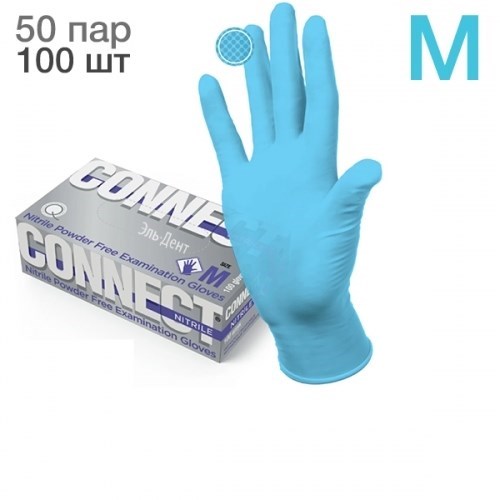 Перчатки Нитриловые CONNECT BLUE NITRILE M Голубые (100 шт.) (50 пар) 3,7 гр 1231912888 - фото 449030