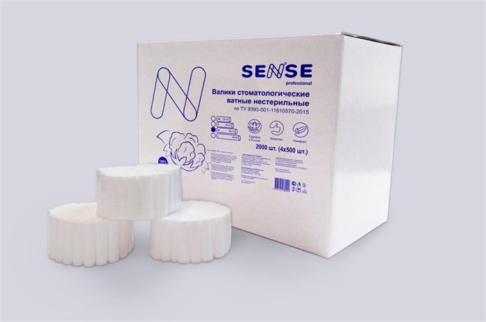 Валики ватные SENSE Professional 2000 шт, размер 10*38 мм st580692 - фото 457187