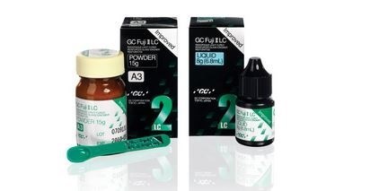 Fuji II LC A3 (порошок 15 г+ жидкость 6,8 мл) - фторвыделяющий стеклоионнмерный цемент двойного отверждения 0130027Gc - фото 458911