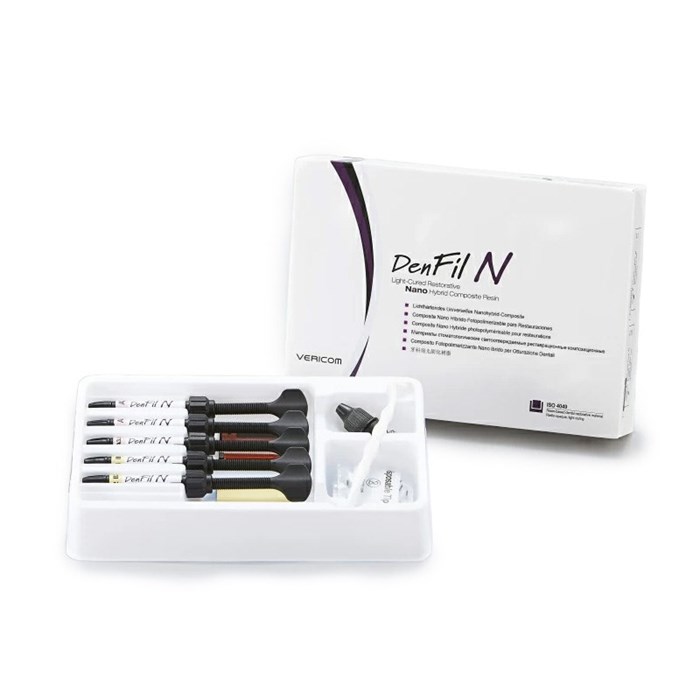 DenFil N Стартовый набор 5 х 4 г (A1, A2, A3, A3.5, B2, U-Bond) наногибридный  светоотверждаемый материал DN104-A00U - фото 459631