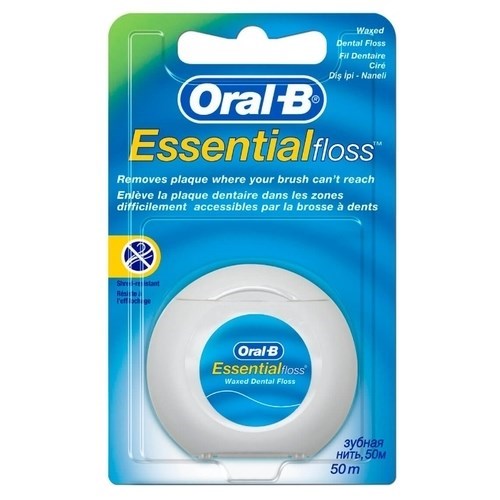Зубная нить Oral-B Essential Floss вощеная (мятный вкус)" 50 м 1 - фото 459919