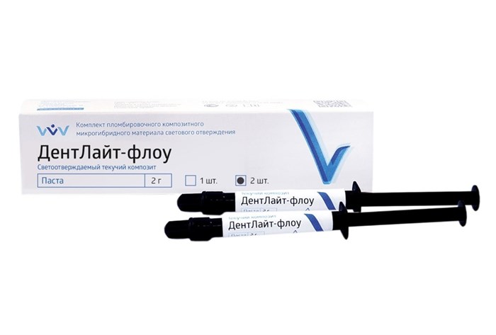 ДентЛайт флоу А1, текучий композит, 2 шприца х 2 г. 00000065371 - фото 460051