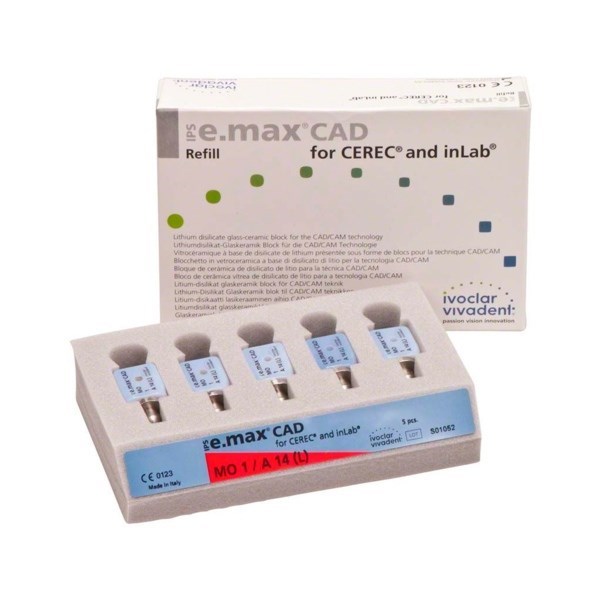 IPS e.max CAD CER/inLab MO - блоки из стеклокерамики, цвет 1 A14 (L), 5 шт 644363 - фото 475351