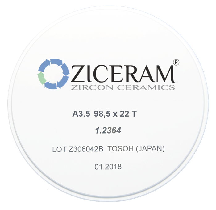 Заготовки диоксида циркония ZICERAM с оттенком А35 98,5 x22T, транслюцентные A3.598-5x22T - фото 478878