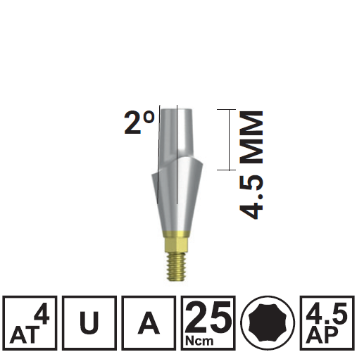 Абатмент прямой VEGA MV H4,5/GH4 мм, с винтом, арт: 18 10 87 181087 - фото 489929