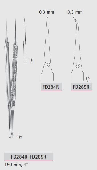 Микропинцет для вязки узлов, изогнутый, 0.3 мм, длина 150 мм., арт: FD285R FD285R - фото 490104