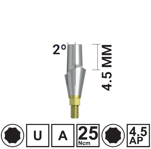 Абатмент прямой VEGA MV H4,5/GH3 мм, с винтом, арт: 18 10 86 181086 - фото 490485