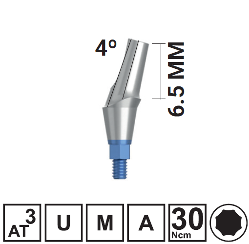Абатмент угловой VEGA RV 15 грд., H6,5/GH3 мм, с винтом, арт: 18 10 56 181056 - фото 490846