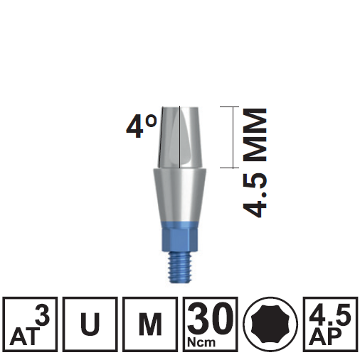 Абатмент прямой VEGA RV H4,5/GH3 мм, с винтом, арт: 18 10 50 181050 - фото 490945