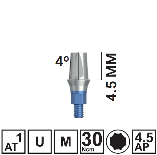 Абатмент прямой VEGA RV H4,5/GH1 мм, с винтом, арт: 18 10 48 181048 - фото 491840