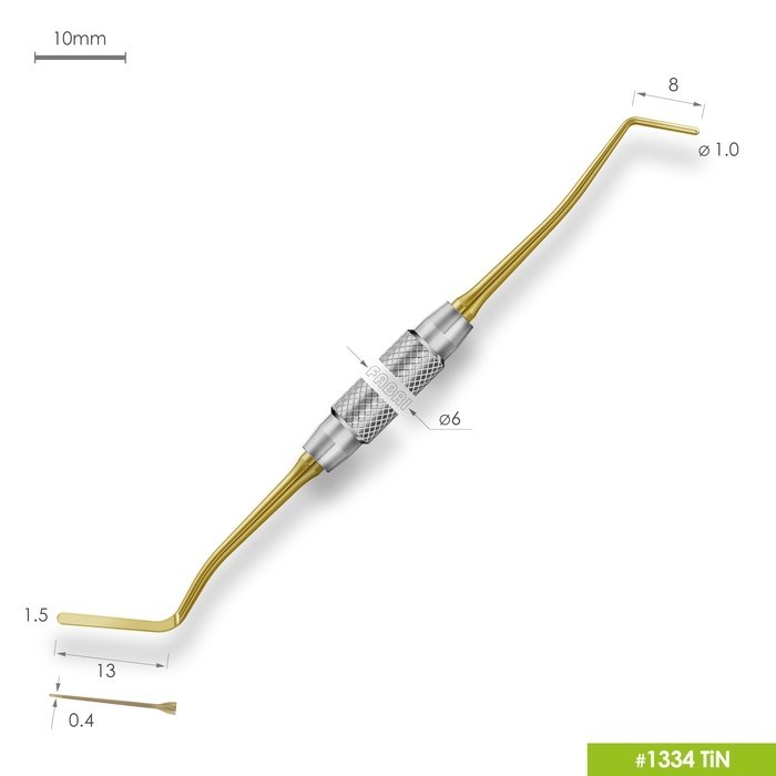 1334 TiN Удлиненная узкая гладилка с цилиндрическим штопфером Ø1.0mm. Ручка Ø6mm. Покрытие Gold 1334-TiN - фото 494574