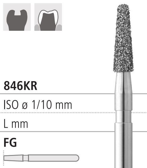 Боры стоматологические алмазные FG 846KR/016, син., 6шт. ISO код 314545524016, арт: FG8417R/6 FG8417R/6 - фото 500838
