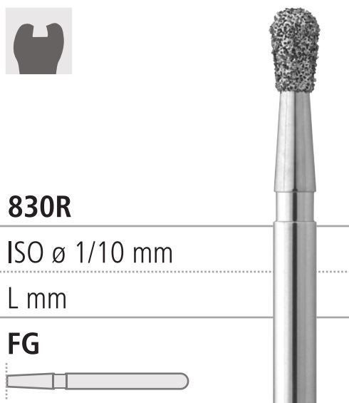 Боры стоматологические алмазные FG 830R/012, зеленый, 6шт. ISO код 314237534012, арт: FG219/6 C FG219/6C - фото 501017