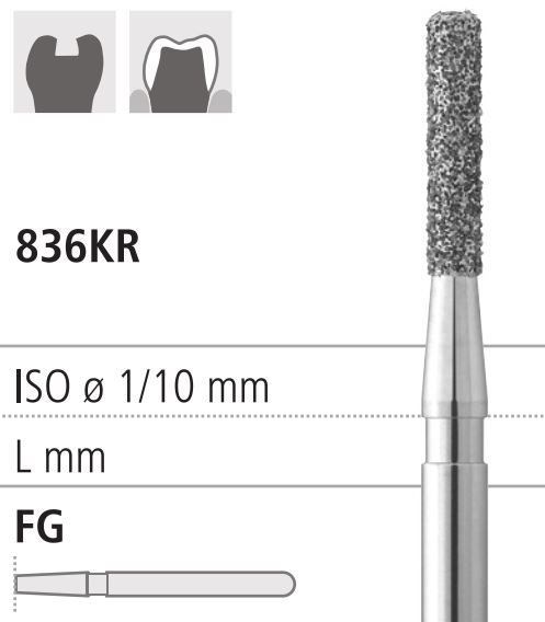 Боры стоматологические алмазные FG 836KR/011, синий, 6шт. ISO код 314157524011., арт: FG8510/6 FG8510/6 - фото 501196
