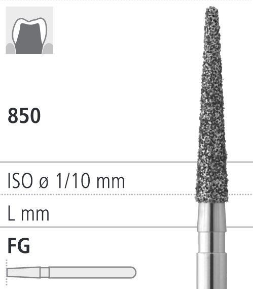 Боры стоматологические алмазные FG 850/014, красн., 6шт. ISO код 314199514014, арт: FG40D6/6 FG40D6/6 - фото 501233