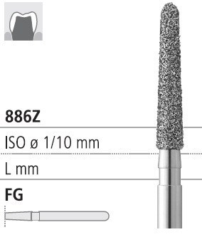 Боры стоматологические алмазные FG 886Z/018, зел., 6шт. ISO код 314210534018, арт: FG123/6 C FG123/6C - фото 501450