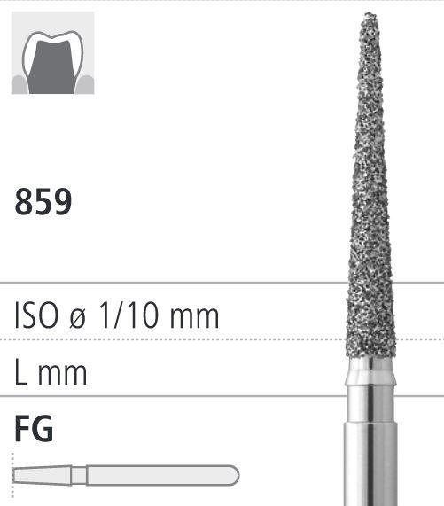 Боры стоматологические алмазные FG 859/016, зел., 6шт. ISO код 314166534016., арт: FGD4/6 C FGD4/6C - фото 501500