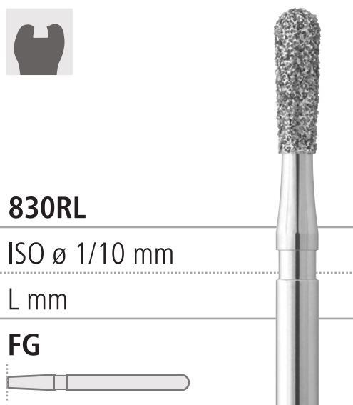 Боры стоматологические алмазные FG 830RL/012, 1шт. ISO код 314238524012, арт: FG225/1 FG225/1 - фото 502475