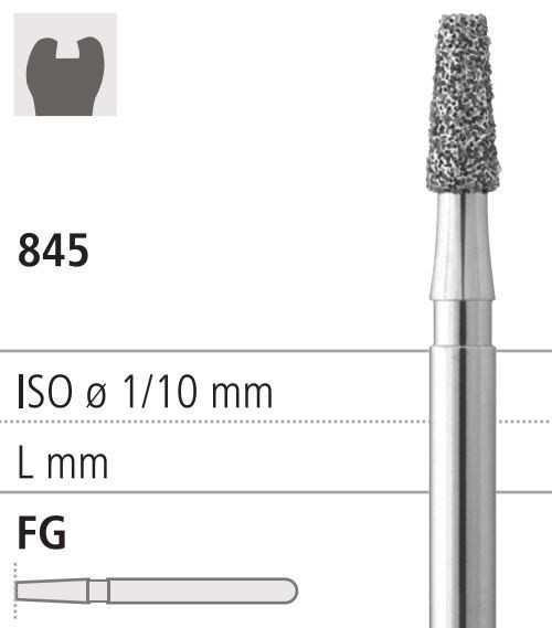 Боры стоматологические алмазные FG 845/014, черн., 6шт. ISO код 314170544014, арт: FG208/6 CB FG208/6CB - фото 502561