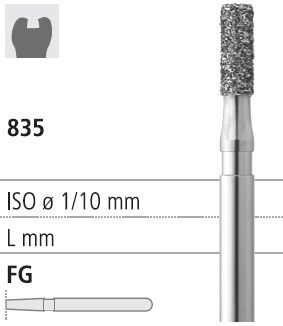 Боры стоматологические алмазные FG 835/023, черный, 1 шт. ISO код 314109544023, арт: FG304/1 CB FG304/1CB - фото 502889