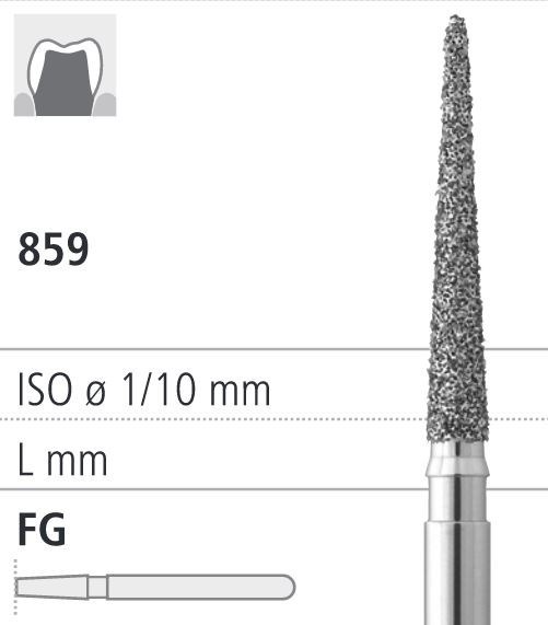 Боры стоматологические алмазные FG 859/011, желт., 1 шт. ISO код 314167504011, арт: FG50D3/1 FG50D3/1 - фото 502928