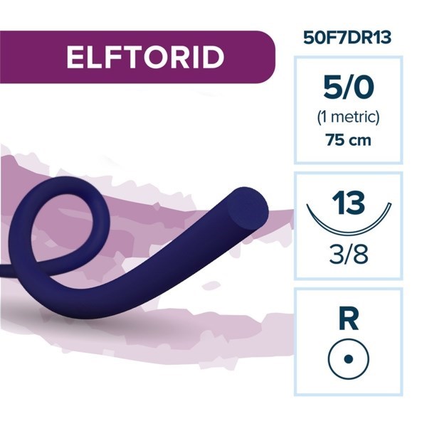 Полипропилен ELFTORID — нерассасывающаяся нить, 3/8, колющая игла 13 мм, толщина 5/0 (1), 75 см, 12 шт 50F7DR13 - фото 503874