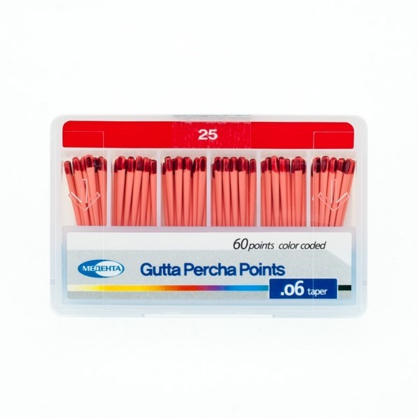 Гуттаперчевые штифты, 06 конусность, №25, 60 шт 06GUT25-P21 - фото 506367