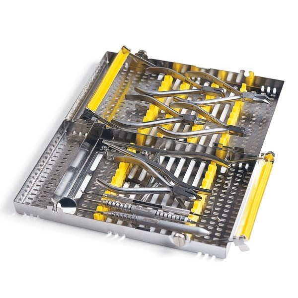 Кассета IMS 2-tier Ortho, двойная, ортодонтическая, 9 инструментов, 152х246х38, желтая IM9205-OR - фото 511784