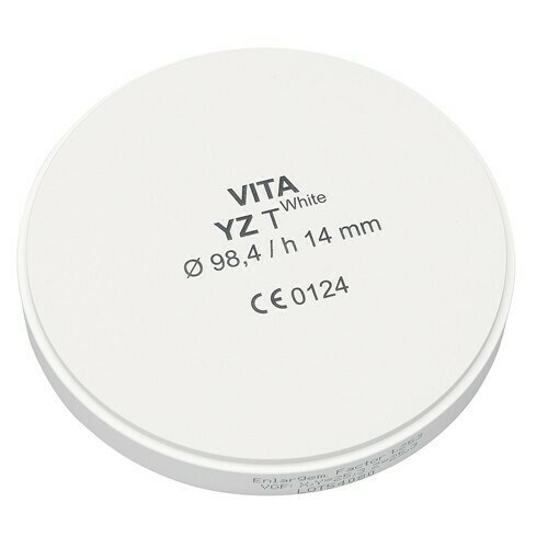 VITA YZ T White - транслюцентный цирконий (диоксид циркония), неокрашенный (белый), 98,4х14 мм ECDYW3981400 - фото 516157