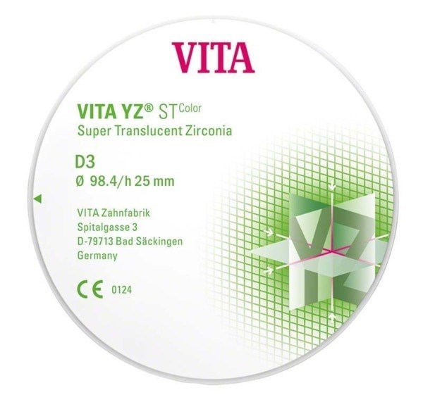 VITA YZ ST Color - супер транслюцентный диоксид циркония, окрашенный, цвет D3, 98,4х25 мм EDCYS7982550 - фото 516199