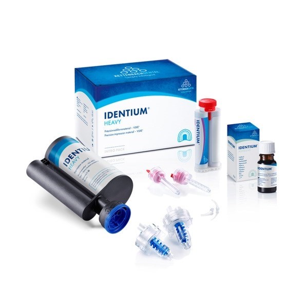 Identium Heavy Intro pack - оттискная масса, 380 мл, 50 мл Light Body, 10 мл адгезив, 10 динамических смесителей, 8 смесительных канюль, 8 интраоральных канюль 1472411 - фото 531297