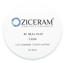 Заготовки диоксида циркония ZICERAM с оттенком В1 98,5 x18HT, супертранслюцентные B198-5x18HT