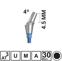 Абатмент угловой VEGA RV 25 грд., H4,5/GH3 мм, с винтом, арт: 18 10 58 181058