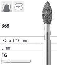 Боры стоматологические алмазные FG 368/016, 6шт. ISO код 314257524016, арт: FG252/6 FG252/6