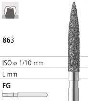 Боры стоматологические алмазные FG 863/012, зел., 6шт. ISO код 314250534012, арт: FG405L/6 C FG405L/6C