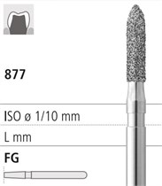Боры стоматологические алмазные FG 877/012, зеленый, 6шт. ISO код 314288534012, арт: FG366/6 C FG366/6C