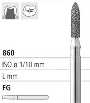 Боры стоматологические алмазные FG 860/012, оранжевый, 6шт. ISO код 314247494012., арт: FG9205/6 FG9205/6