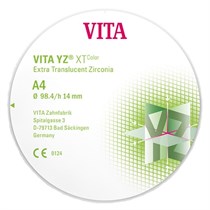 VITA YZ XT Color - экстра транслюцентный диоксид циркония, окрашенный, цвет A4, 98,4х14 мм EDCYX6981440