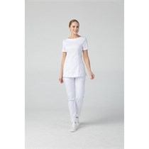 Туника женская с молнией сзади, короткий рукав, белый, 52 DRN415-WHT-52