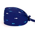 Шапочка медицинская, мелкий принт "Акулы", синий ШМ135-BLU - фото 521258