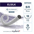 Шовный материал ELSILK 6/0 (12 шт, 75 см, 1/2, 13 мм, обратно-режущая) 60I7HQ13 - фото 529448